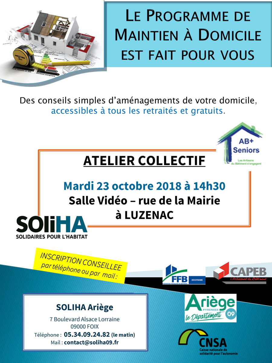 Atelier collectif pour le maintien à domicile – Luzenac, le 23 octobre 2018 (© SOLIHA Ariège)