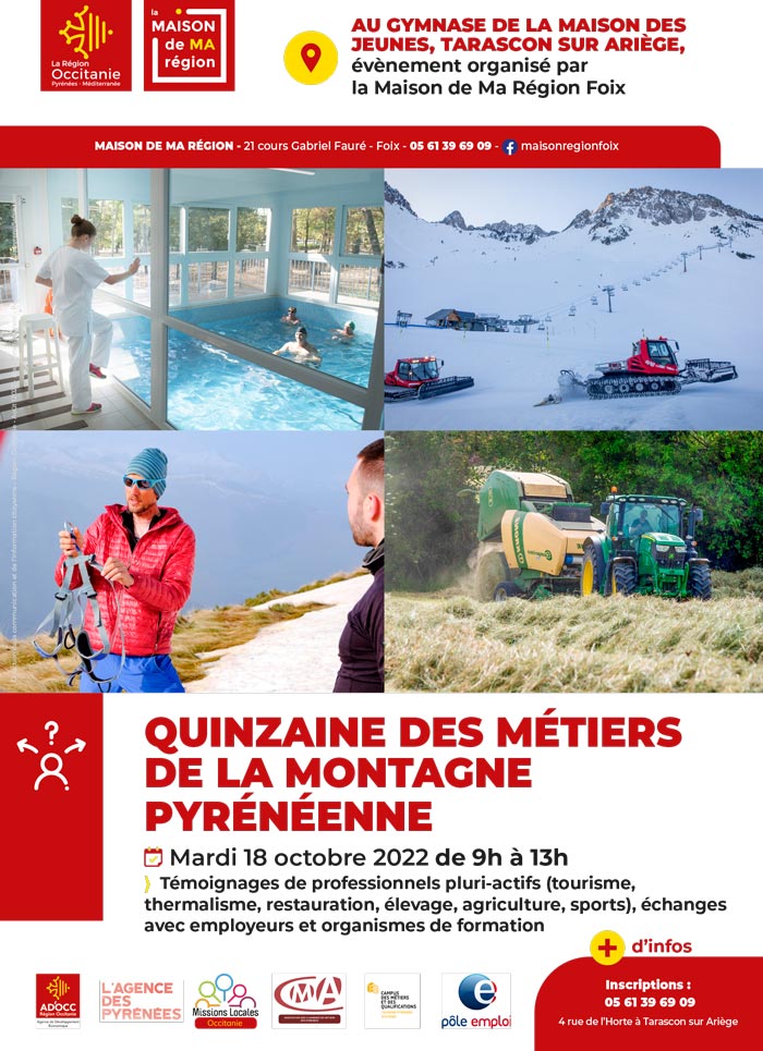 Quinzaine des métiers de la montagne pyrénéenne - Tarascon, le 18 octobre 2022 - Flyer 1 (© SOLIHA Ariège)