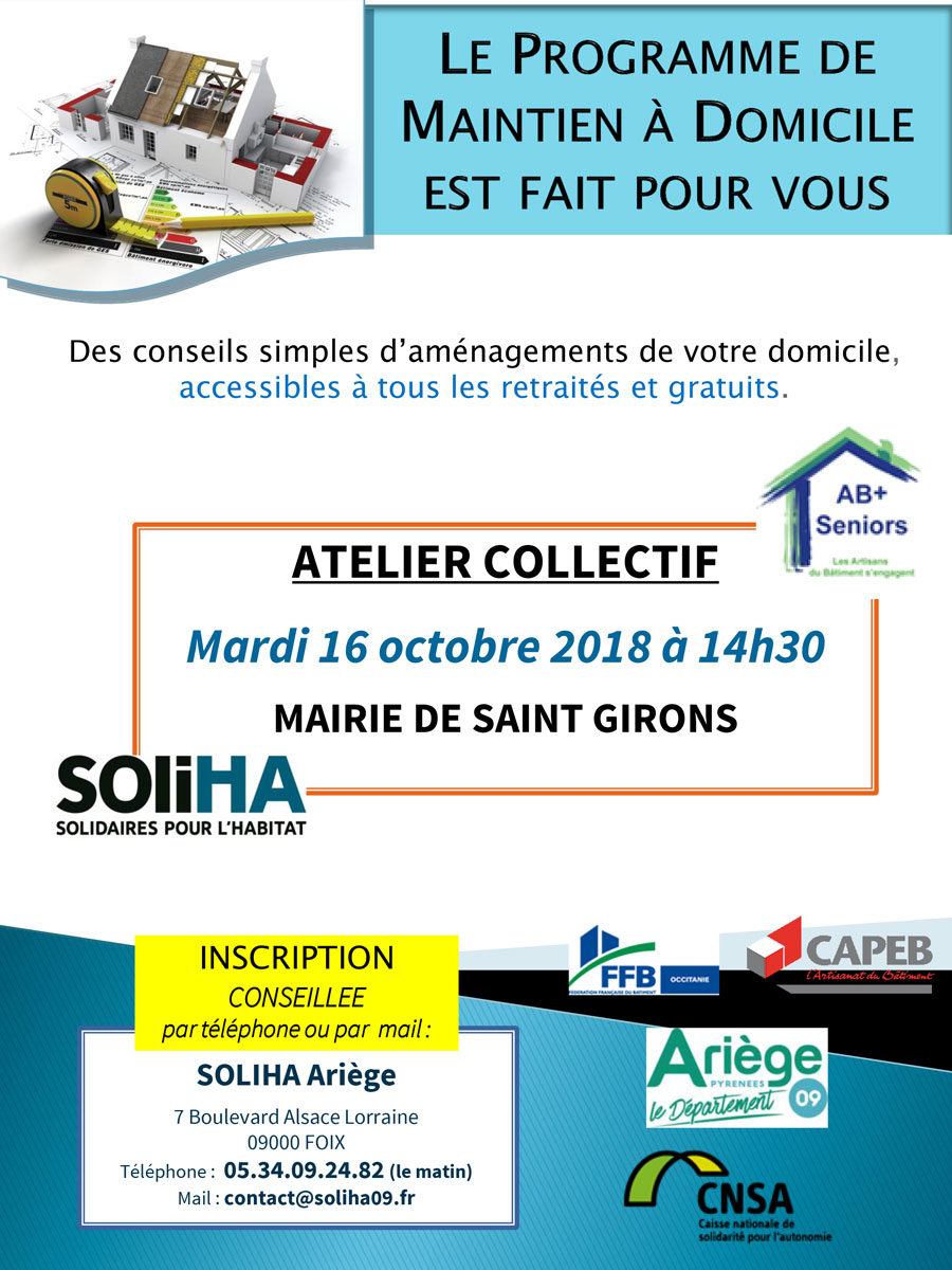 Atelier collectif pour le maintien à domicile - Saint-Girons, le 16 octobre 2018 (© SOLIHA Ariège)