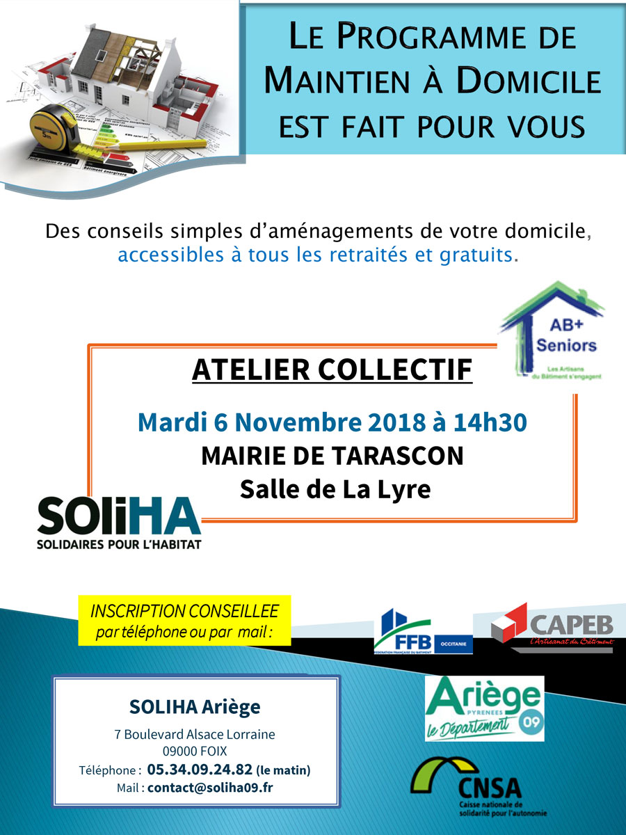 Atelier collectif pour le maintien à domicile – Tarascon, le 6 novembre 2018 (© SOLIHA Ariège)