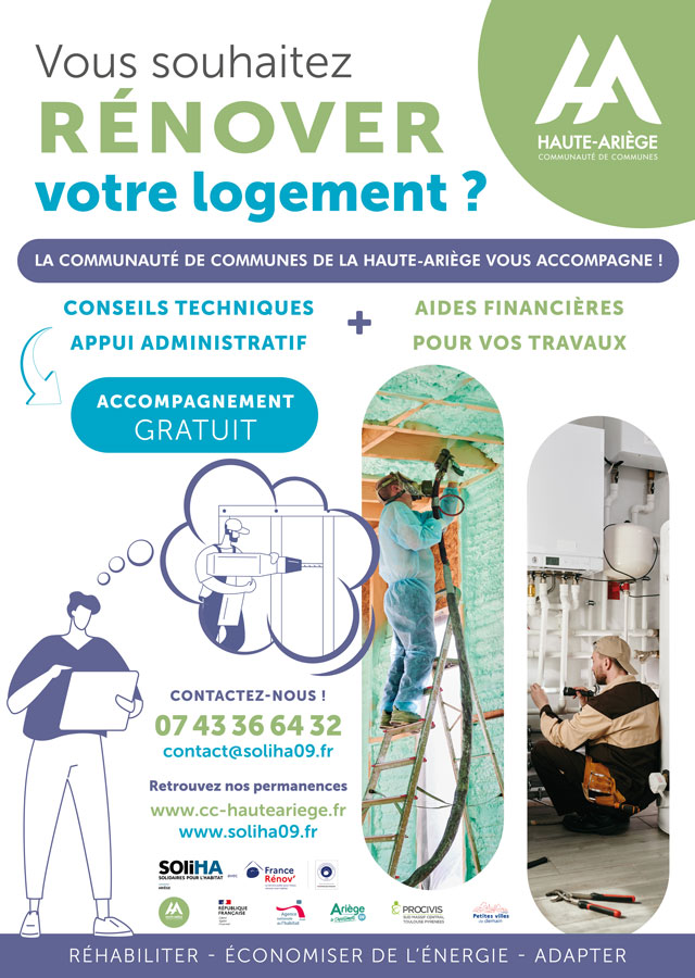 Programme d'amélioration de l'habitat - CC de la Haute-Ariège | Affiche (© SOLIHA Ariège)