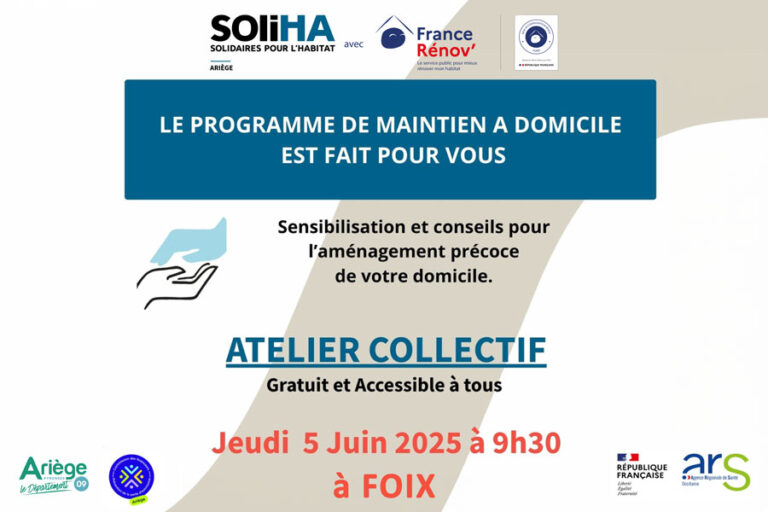 Atelier collectif - Maintien à domicile (à Foix, le 5 juin 2025) par SOLIHA Ariège