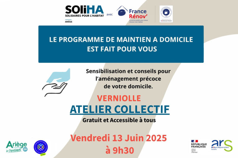 Atelier collectif - Maintien à domicile (à Verniolle, le 13 juin 2025) par SOLIHA Ariège